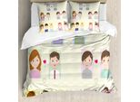 Abakuhaus Set Copripiumino Per Letto Singolo, Disegno Cartoon Generationen, Antiacaro, Adatto A Chi Soffre Di Allergie, Con Federa, 200 Cm X 200 Cm - 80 X 80 Cm, Crema Multicolore