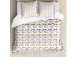 Abakuhaus Set Copripiumino Vintage Per Letti Singoli, Veicoli Retrò E Ragazze, Antiacaro, Adatto A Chi Soffre Di Allergie, Con Federa, 200 Cm X 200 Cm - 80 X 80 Cm, Multicolore