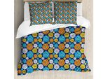 Abakuhaus Set Copripiumino Per Letti Singoli, Motivo Floreale Folcloristico, Antiacaro, Adatto A Chi Soffre Di Allergie, Con Federa, 200 Cm X 200 Cm - 80 X 80 Cm, Blu Notte Multicolore