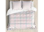 Abakuhaus Set Copripiumino Dai Colori Tenui Per Letti Singoli, Semplici Strisce Quadrate, Antiacaro, Adatto A Chi Soffre Di Allergie, Con Federa, 155 Cm X 220 Cm - 80 X 80 Cm, Blush Pale Purpleblue