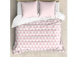 Abakuhaus Set Copripiumino Astratto Per Letti Singoli, Triangoli Retrò Monocromatici, Antiacaro, Adatto A Chi Soffre Di Allergie, Con Federa, 200 Cm X 200 Cm - 80 X 80 Cm, Rosa Chiaro E Bianco
