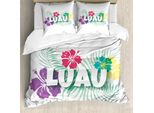 Set Copripiumino Abakuhaus Luau Per Letti Singoli, Hawaii Party Time Petals, Antiacaro, Adatto A Chi Soffre Di Allergie, Con Federa, 155 Cm X 220 Cm - 80 X 80 Cm, Multicolore