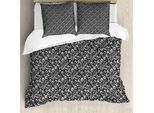 Abakuhaus Set Copripiumino Astratto Per Letti Singoli, Foglie Botaniche Curlicue, Antiacaro, Adatto A Chi Soffre Di Allergie, Con Federa, 155 Cm X 220 Cm - 80 X 80 Cm, Grigio Antracite Chiaro