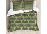Abakuhaus Set Copripiumino Esotico Per Letti Singoli, Palme Della Giungla Hawaiana, Antiacaro, Adatto A Chi Soffre Di Allergie, Con Federa, 200 Cm X 200 Cm - 80 X 80 Cm, Grigio Lime Verde