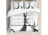Abakuhaus Set Copripiumino Per Letto Singolo, Uomo Coraggioso A Cavallo, Antiacaro, Adatto A Chi Soffre Di Allergie, Con Federa, 200 Cm X 200 Cm - 80 X 80 Cm, Grigio Antracite E Bianco