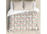Abakuhaus Jungle Nursery Set Copripiumino Per Letti Singoli, Sloth Su Autobus Ast, Antiacaro, Adatto A Chi Soffre Di Allergie, Con Federa, 200 Cm X 200 Cm - 80 X 80 Cm, Bianco E Multicolore