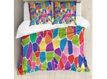 Set Copripiumino Abakuhaus Per Letti Singoli, Celle Irregolari Colorate, Antiacaro, Adatto A Chi Soffre Di Allergie, Con Federa, 155 Cm X 220 Cm - 80 X 80 Cm, Multicolore