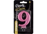 Kerze B & C Ziffer 9, Rosa-Oro Metallizzato 8 Cm