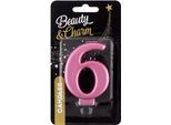 Candela B & C 6 Cifre, Rosa-Oro Metallizzato 8 Cm