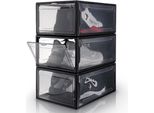 Set Di 3 Scatole Per Scarpe Yorbay, Per Scarpe Fino Al Numero 48 Organizzatore Di Scarpe Impilabile, Scatola In Plastica Con Sportello Trasparente, 37 X26 X 16 Cm, Nero