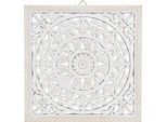 Ornamento Decorativo In Legno Bianco Shabby Da Appendere - 40 Cm / Quadrato - Appendiabiti Decorativo Vintage Per Quadri Da Parete