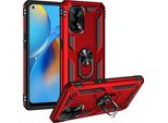 Custodia Per Oppo A74 4G / F19 A Doppio Strato Robusta, Protezione Militare Con Supporto Ad Anello E Supporto Rosso