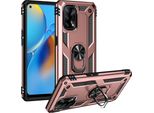 Custodia Per Oppo A74 4G / F19 A Doppio Strato Robusta, Protezione Militare Con Supporto Ad Anello E Supporto Oro Rosa