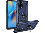 Custodia Per Oppo A74 4G / F19 A Doppio Strato Robusta, Protezione Militare Con Supporto Ad Anello E Supporto Blu