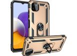 Custodia Per Samsung Galaxy A22 5G A Doppio Strato Robusta, Protezione Militare Con Supporto Ad Anello E Supporto Oro