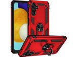Custodia Per Samsung Galaxy A13 5G/M13 5G/A04S A Doppio Strato Robusta, Protezione Militare Con Supporto Ad Anello E Supporto Rosso