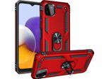 Custodia Per Samsung Galaxy A22 5G A Doppio Strato Robusta, Protezione Militare Con Supporto Ad Anello E Supporto Rosso