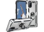 Custodia Per Oppo A52/A72/A92 4G A Doppio Strato Robusta, Protezione Militare Con Supporto Ad Anello E Supporto Argento