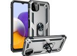 Custodia Per Samsung Galaxy A22 5G A Doppio Strato Robusta, Protezione Militare Con Supporto Ad Anello E Supporto Argento