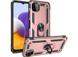 Custodia Per Samsung Galaxy A22 5G A Doppio Strato Robusta, Protezione Militare Con Supporto Ad Anello E Supporto Oro Rosa