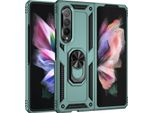Custodia Per Samsung Galaxy Z Fold 3 5G A Doppio Strato Robusta, Protezione Militare Con Supporto Ad Anello E Supporto Verde
