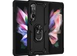 Custodia Per Samsung Galaxy Z Fold 3 5G A Doppio Strato Robusta, Protezione Militare Con Supporto Ad Anello E Supporto Nero