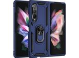 Custodia Per Samsung Galaxy Z Fold 3 5G A Doppio Strato Robusta, Protezione Militare Con Supporto Ad Anello E Supporto Blu