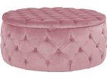 Casa Padrino Sgabello Rotondo Chesterfield Rosa Ø 100 X H. 45 Cm - Pouf Rotondo In Velluto Con Contenitore - Mobili Per La Camera Da Letto
