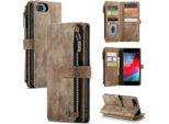 Custodia Iphone 8 Plus, Custodia In Finto Cuoio Con Cerniera, Chiusura Magnetica, Tasca Per Carte, Supporto, Portafoglio, Custodia Protettiva Per Iphone 6 Plus / 6S Plus / 7 Plus / 8 Plus Marrone
