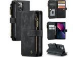 Custodia Per Iphone 13 Mini, Custodia Con Chiusura A Zip Custodia Flip In Finto Cuoio Chiusura Magnetica Porta Carte Funzione Stand Portafoglio Custodia Protettiva Per Iphone 13 Mini Nero