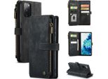 Custodia Galaxy S20 Fe, Custodia In Finto Cuoio Con Cerniera, Chiusura Magnetica, Tasca Per Carte, Supporto, Portafoglio, Custodia Protettiva Per Samsung Galaxy S20 Fe / S20 Fe 5G Nero