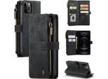 Custodia Per Iphone 12 / 12 Pro, Custodia Con Chiusura A Zip Custodia Flip In Finto Cuoio Chiusura Magnetica Porta Carte Funzione Stand Portafoglio Custodia Protettiva Per Iphone 12 / Iphone 12 Pro Nero