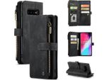 Custodia Galaxy S10, Custodia In Finto Cuoio Con Cerniera, Chiusura Magnetica, Tasca Per Carte, Supporto, Portafoglio, Custodia Protettiva Per Samsung Galaxy S10 Nero