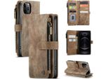 Custodia Per Iphone 12 Pro Max, Custodia Con Chiusura A Zip Custodia Flip In Finto Cuoio Chiusura Magnetica Porta Carte Funzione Stand Portafoglio Custodia Protettiva Per Iphone 12 Pro Max Marrone