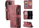 Custodia Per Iphone 12 Pro Max, Custodia Con Chiusura A Zip Custodia Flip In Finto Cuoio Chiusura Magnetica Porta Carte Funzione Stand Portafoglio Custodia Protettiva Per Iphone 12 Pro Max Rosso