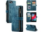 Custodia Iphone 8 Plus, Custodia In Finto Cuoio Con Cerniera, Chiusura Magnetica, Tasca Per Carte, Supporto, Portafoglio, Custodia Protettiva Per Iphone 6 Plus / 6S Plus / 7 Plus / 8 Plus Blu