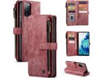 Galaxy S20 Fe Custodia Del Telefono Cellulare, Chiusura A Zip Custodia In Finto Cuoio Flip Cover Chiusura Magnetica Porta Carte Funzione Stand Portafoglio Custodia Protettiva Per Samsung Galaxy S20 Fe / S20 Fe 5G Rosso