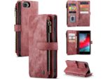 Iphone 6 / 6S / 7 / 8 Plus Custodia Per Cellulare, Chiusura A Zip Custodia In Finto Cuoio Flip Cover Chiusura Magnetica Porta Carte Funzione Stand Portafoglio Protettivo Per Iphone 6 Plus / 6S Plus / 7 Plus / 8 Plus Rosso