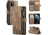 Custodia Per Iphone 11 Pro Max, Custodia Con Chiusura A Zip Custodia Flip In Finto Cuoio Chiusura Magnetica Porta Carte Funzione Stand Portafoglio Custodia Protettiva Per Iphone 11 Pro Max Marrone