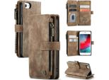 Custodia Iphone Se 2020, Custodia In Finto Cuoio Con Cerniera, Chiusura Magnetica, Tasca Per Carte, Supporto, Portafoglio, Custodia Protettiva Per Iphone 6 / 6S / 7 / 8 / Se 2020 Marrone