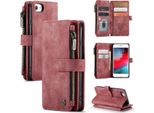 Custodia Iphone Se 2020, Custodia In Finto Cuoio Con Cerniera, Chiusura Magnetica, Tasca Per Carte, Supporto, Portafoglio, Custodia Protettiva Per Iphone 6 / 6S / 7 / 8 / Se 2020 Rosso