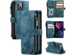 Custodia Per Iphone 13 Mini, Custodia Con Chiusura A Zip Custodia Flip In Finto Cuoio Chiusura Magnetica Porta Carte Funzione Stand Portafoglio Custodia Protettiva Per Iphone 13 Mini Blu