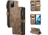 Galaxy S20 Fe Custodia Del Telefono Cellulare, Chiusura A Zip Custodia In Finto Cuoio Flip Cover Chiusura Magnetica Porta Carte Funzione Stand Portafoglio Custodia Protettiva Per Samsung Galaxy S20 Fe / S20 Fe 5G Brown