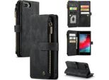 Custodia Iphone 8 Plus, Custodia In Finto Cuoio Con Cerniera, Chiusura Magnetica, Tasca Per Carte, Supporto, Portafoglio, Custodia Protettiva Per Iphone 6 Plus / 6S Plus / 7 Plus / 8 Plus Nero