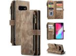 Custodia Galaxy S10, Custodia In Finto Cuoio Con Cerniera, Chiusura Magnetica, Tasca Per Carte, Supporto, Portafoglio, Custodia Protettiva Per Samsung Galaxy S10 Marrone