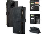 Galaxy S20 Ultra Custodia Per Cellulare, Chiusura A Zip Custodia In Finto Cuoio Flip Cover Chiusura Magnetica Porta Carte Funzione Stand Portafoglio Custodia Protettiva Per Samsung Galaxy S20 Ultra Nero