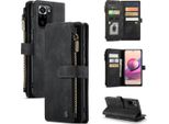 Custodia Redmi Note 10S, Custodia In Finto Cuoio Con Cerniera, Chiusura Magnetica, Tasca Per Carte, Supporto, Portafoglio, Custodia Protettiva Per Xiaomi Redmi Note 10 4G / Note 10S Nero