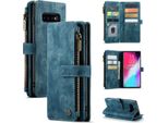 Custodia Galaxy S10 Plus, Custodia In Finto Cuoio Con Cerniera, Chiusura Magnetica, Tasca Per Carte, Supporto, Portafoglio, Custodia Protettiva Per Samsung Galaxy S10 Plus Blu