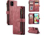 Galaxy A71 4G Custodia Del Telefono Cellulare, Chiusura A Zip Custodia In Finto Cuoio Flip Cover Chiusura Magnetica Porta Carte Funzione Stand Portafoglio Custodia Protettiva Per Samsung Galaxy A71 4G Rosso