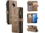 Custodia Galaxy S9, Custodia In Finto Cuoio Con Cerniera, Chiusura Magnetica, Tasca Per Carte, Supporto, Portafoglio, Custodia Protettiva Per Samsung Galaxy S9 Marrone